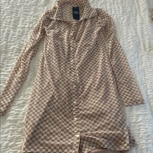 NWT Abercrombie & Fitch Tan Checkered Shirt Dress